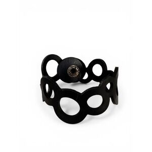 Unbranded Rubber Cuff Bracelet Unisex OS Black Excellent Geometric Circle Cutout